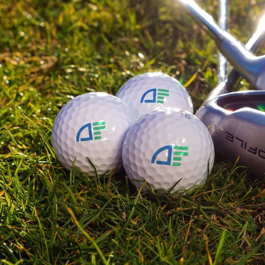 Golf balls printed with the Accountable Finance mark