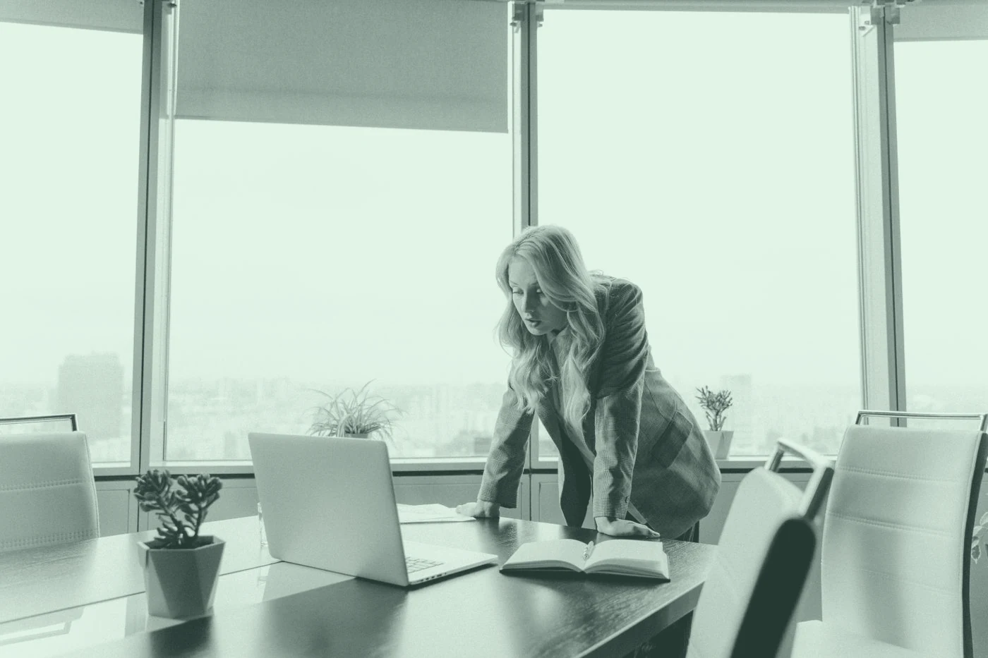 Office prep, pale green duotone