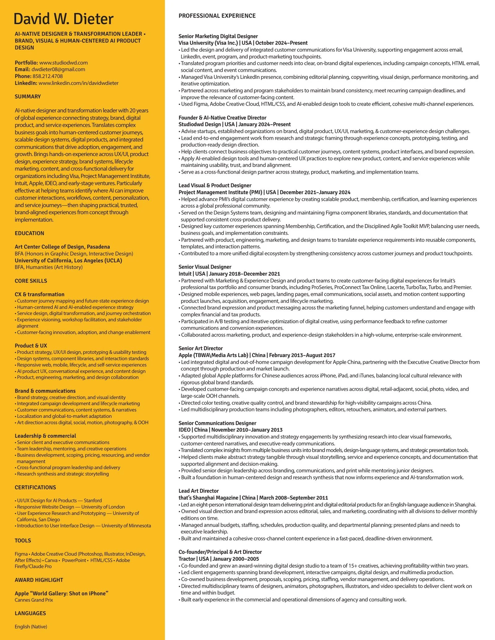 David W. Dieter resume