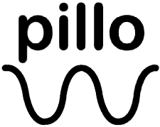 pillo logo in black: rounded pillo wordmark over a sound wave